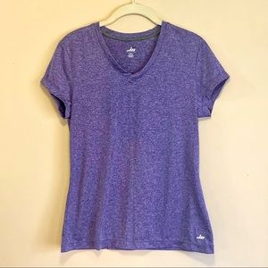 Women’s Purple Short Sleeve V-Neck Workout Shirt Size M